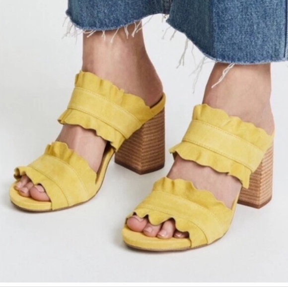 Free People Yellow Ruffle Sandals - Picture 1 of 5
